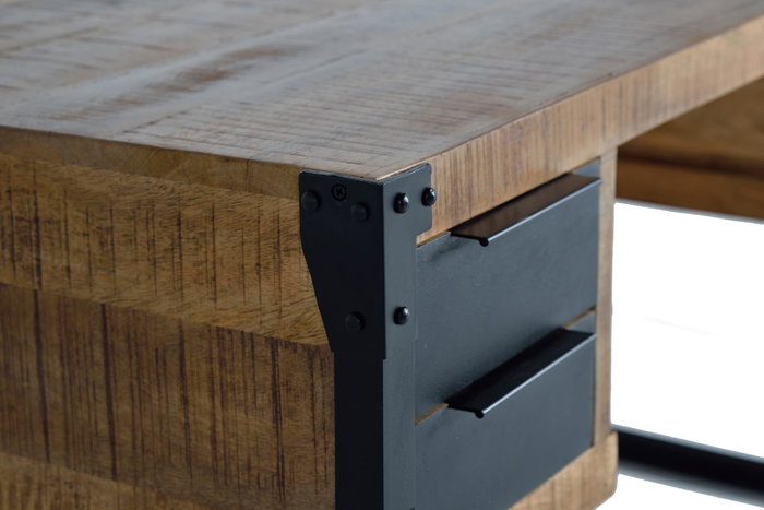 GINER Y COLOMER Bureau en bois de manguier et métal avec 4 tiroirs
